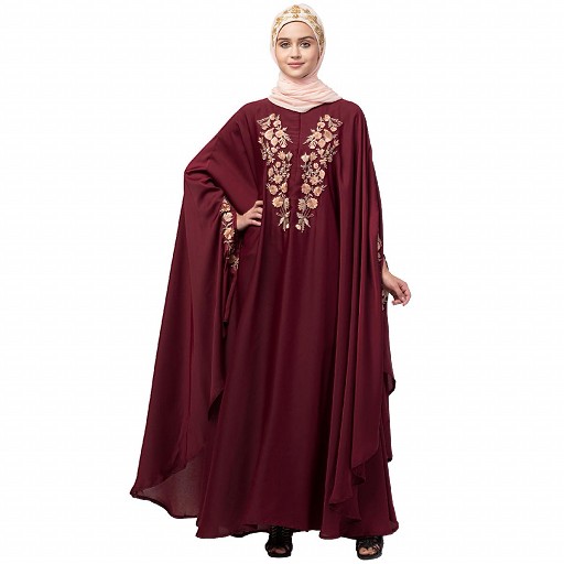 Designer Irani Kaftan with embroidery work- Maroon